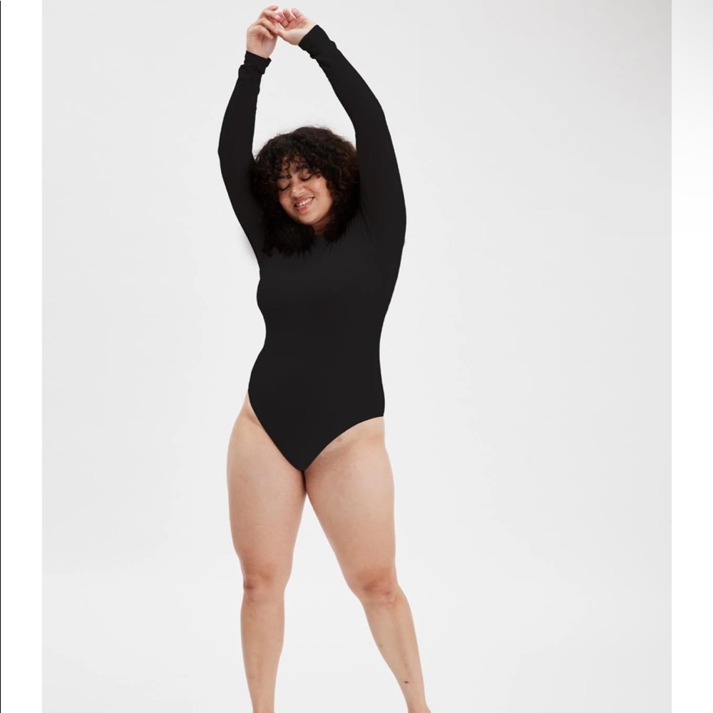 Girlfriend Collective Black Ava Bateau Bodysuit, Brief